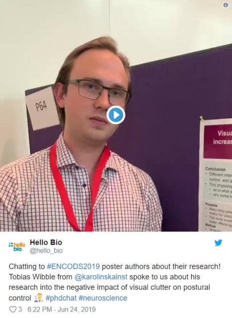 Tobias Wibble from Karolinska Institutet spoke to us about his research into the negative impact of visual clutter on postural control: